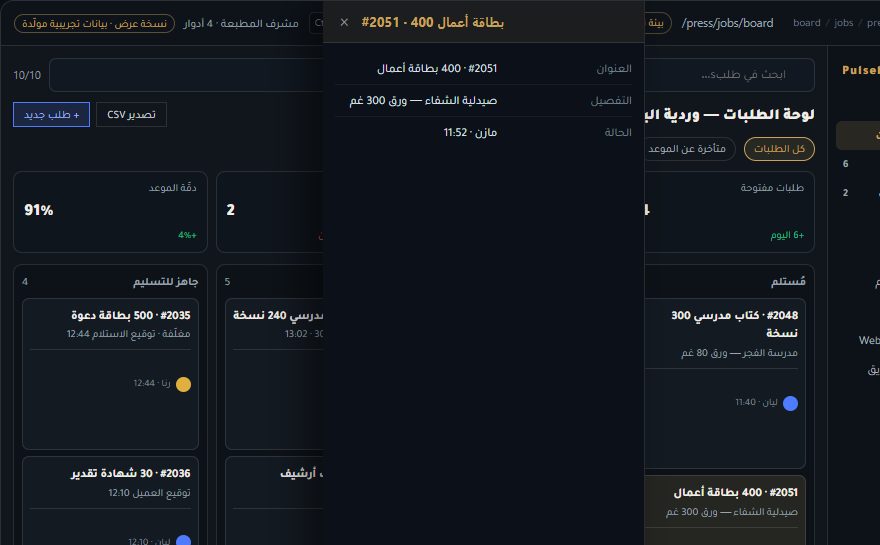 تفاصيل سجل مفتوح في Pulseboard